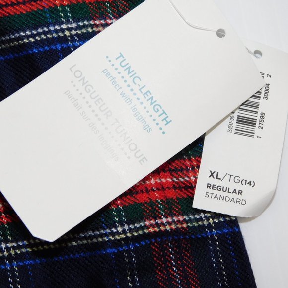 Old Navy Girls XL 14 Plaid Blue Red Tunic Top New - Picture 3 of 6